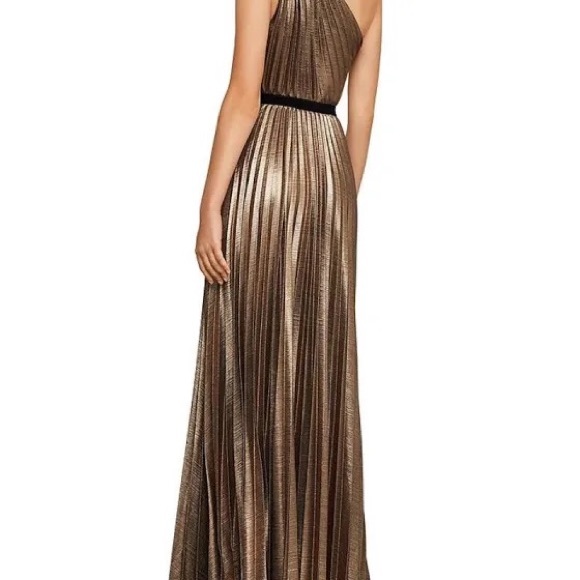 BCBG Dresses & Skirts - BCBG One Shoulder Gold Pleated Gown